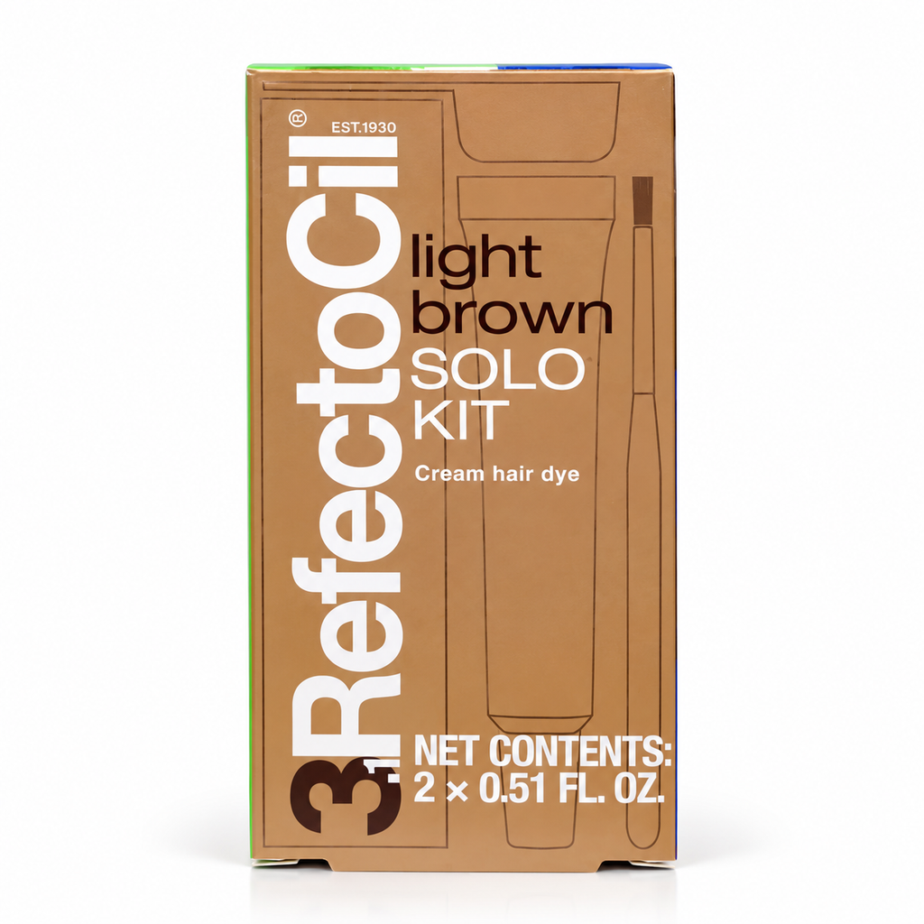 RefectoCil Light Brown 3.1 Solo Kit, front view of original professional cream hair dye packaging.