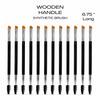 Set of 12 professional dual-ended tint brushes featuring angled synthetic bristles, black wooden handles, silver ferrules and black spoolie ends on white background.
