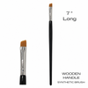 Professional 7-inch angled tint brush with black wooden handle, silver ferrule, and synthetic bristles, displayed alongside a close-up of the angled brush tip on a white background.