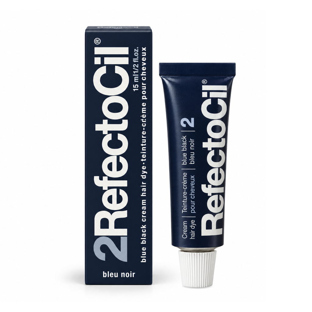 RefectoCil Blue-Black No. 2 Cream Hair Dye tube with box on white background