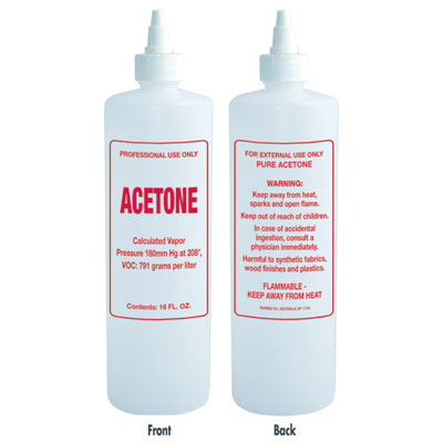 16 oz. Imprinted Nail Solution Bottle - "Acetone" - Gold Cosmetics & Supplies