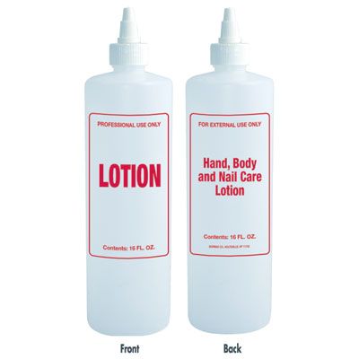 16 oz. Imprinted Nail Solution Bottle - "Lotion" - Gold Cosmetics & Supplies
