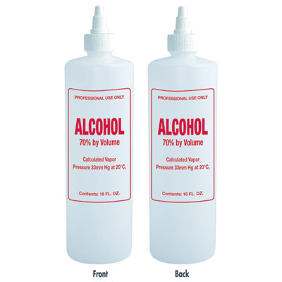 16 oz. Imprinted Nail Solution Bottle - "Alcohol" - Gold Cosmetics & Supplies