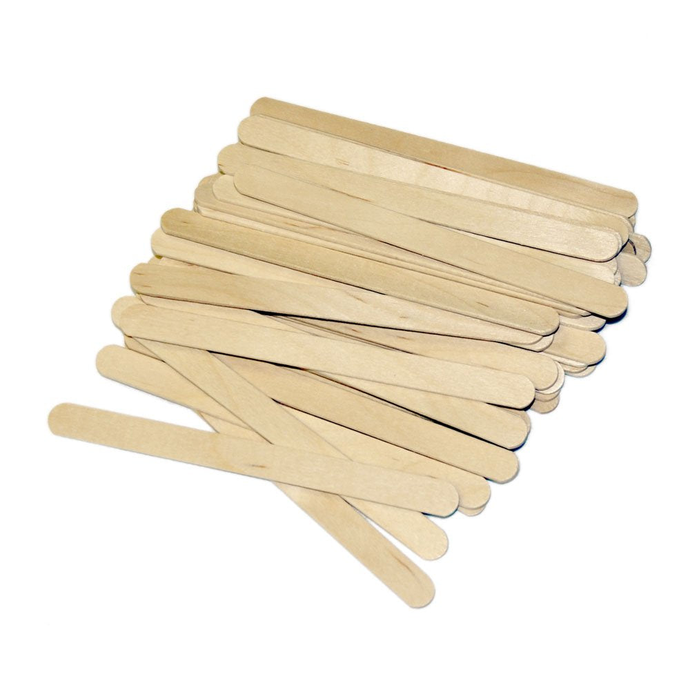 Dukal Wax Popsicle Stick 1/4 x 3 1/2. Pack of 100 Wooden Waxing