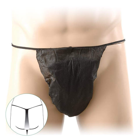 6-pcs/ Disposable men's thong brief - Black