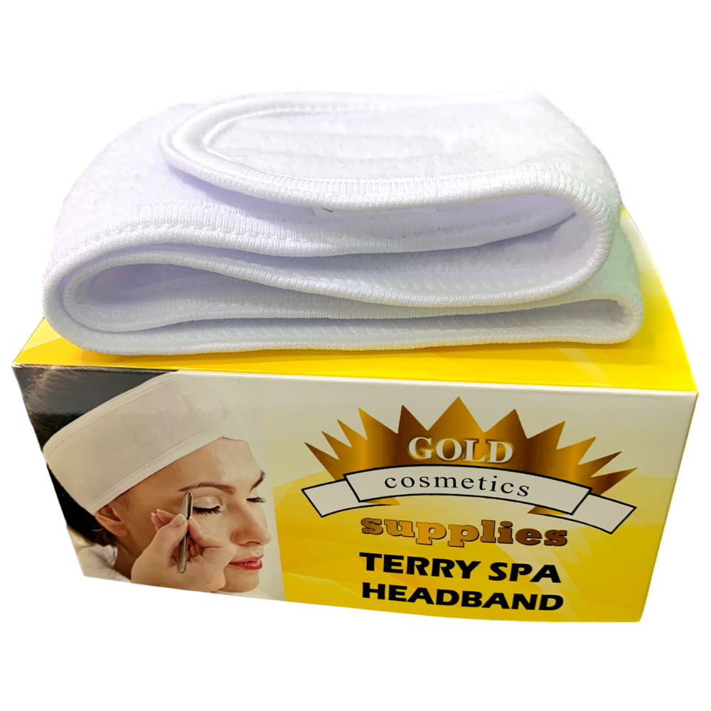 3-Pcs/ White Terry Spa Headband - Gold Cosmetics & Supplies