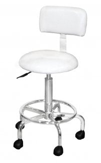Deluxe Stool With Back Support - White - Gold Cosmetics & Supplies